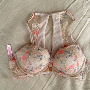 PINK by Victoria’s Secret Date Push-Up lace bra front closure floral lace 34C